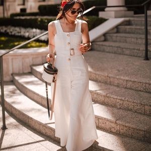 Linen wide leg off white jumpsuit